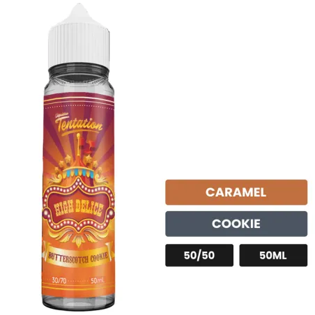 E-liquide Butterscotch Cookie Hd de Liquideo, 50 ml, saveurs caramel et cookie.