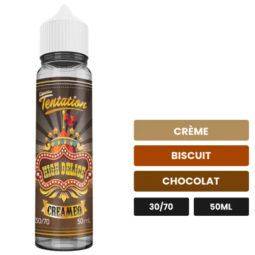 E-liquide Creameo de Liquideo, 50 ml, saveurs crème, biscuit et chocolat.