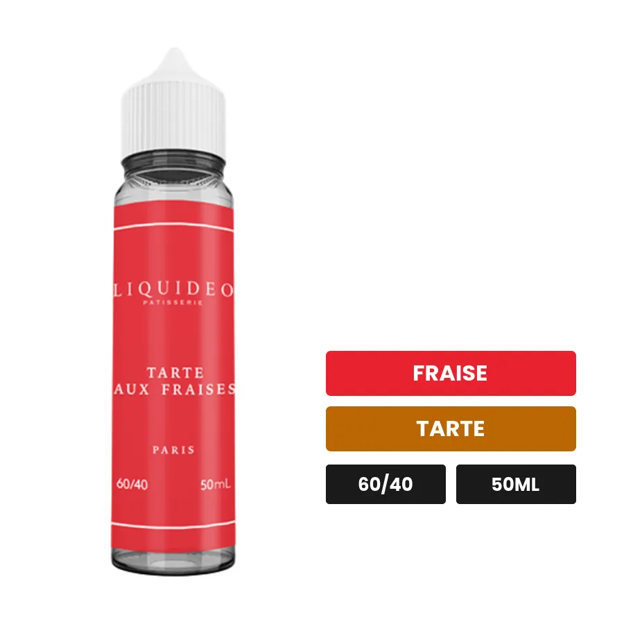 E-liquide Tarte aux Fraises de Liquideo, 50 ml, saveurs fraise et tarte.