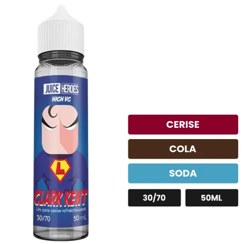 E-liquide Clark Kent de Liquideo, 50 ml, saveurs cerise, cola et soda.