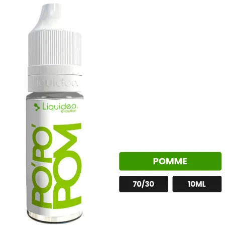 E-liquide Po'po'pom de Liquideo, 10 ml, saveur pomme.