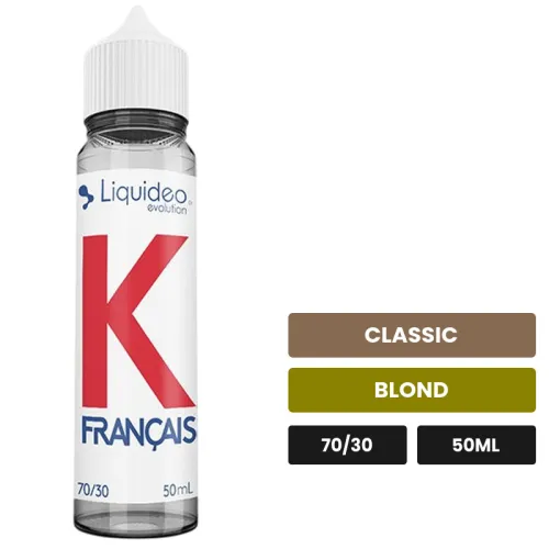 E-liquide K Français de Liquideo, 50 ml, saveurs classic et blond.