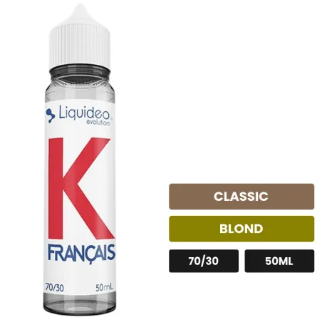 E-liquide K Français de Liquideo, 50 ml, saveurs classic et blond.