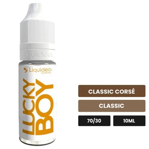 E-liquide Lucky Boy de Liquideo, 10 ml, saveurs classic corsé et classic.