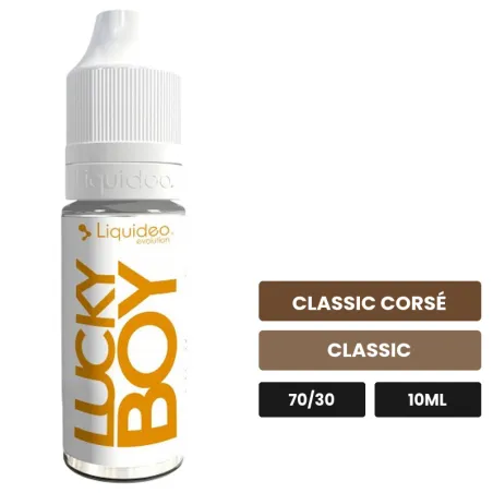 E-liquide Lucky Boy de Liquideo, 10 ml, saveurs classic corsé et classic.