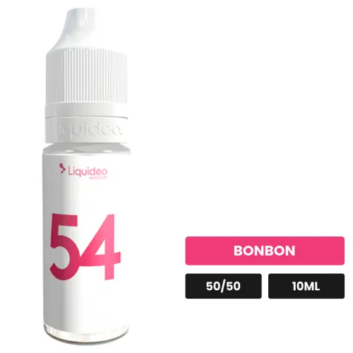 E-liquide 54 de Liquideo, 10 ml, saveur bonbon.
