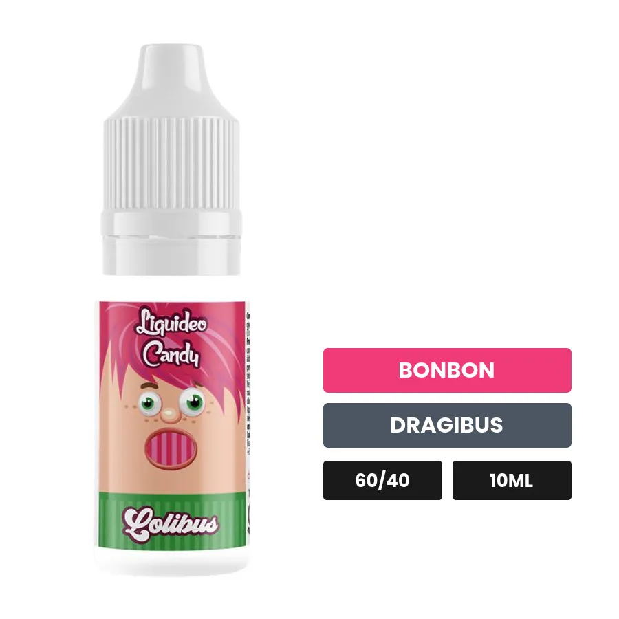 E-liquide Druginbus de Liquideo, 10 ml, saveurs bonbon et dragibus, 3 mg de nicotine.