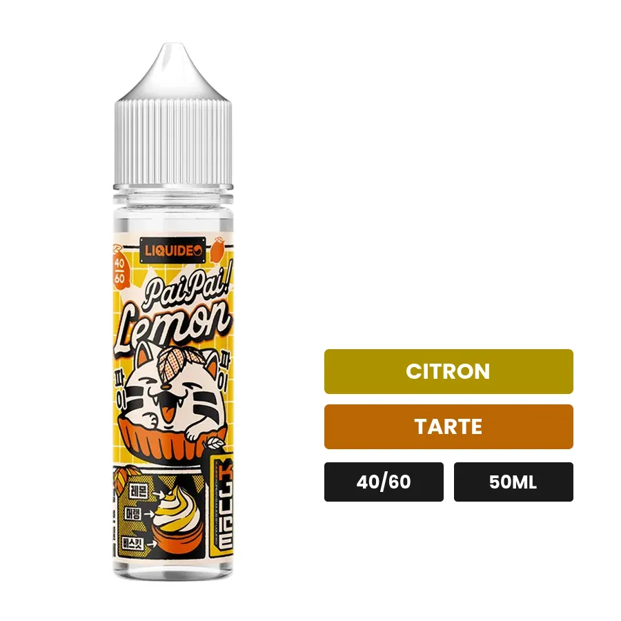 E-liquide Pai Pai Lemon de Liquideo, 50 ml, saveurs citron et tarte.