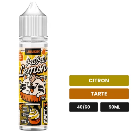 E-liquide Pai Pai Lemon de Liquideo, 50 ml, saveurs citron et tarte.