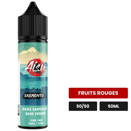 E-liquide Baies Sauvages d'Aisu, 50 ml, saveur fruits rouges, sans nicotine — prêt à booster de nicotine.