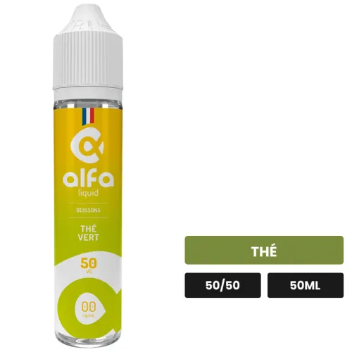 E-liquide Thé Vert d'Alfaliquid, 50 ml, saveur thé, sans nicotine — prêt à booster de nicotine.