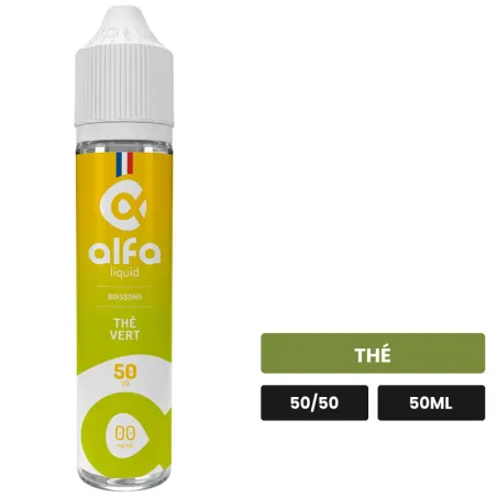 E-liquide Thé Vert d'Alfaliquid, 50 ml, saveur thé, sans nicotine — prêt à booster de nicotine.