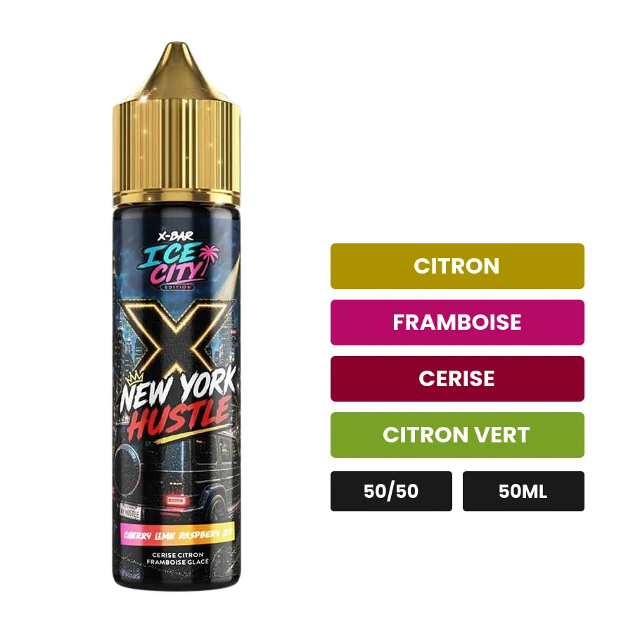 E-liquide Cherry Lime Raspberry de X-Bar, 50 ml, saveurs citron, framboise, cerise et 2 autres, sans nicotine — prêt à.