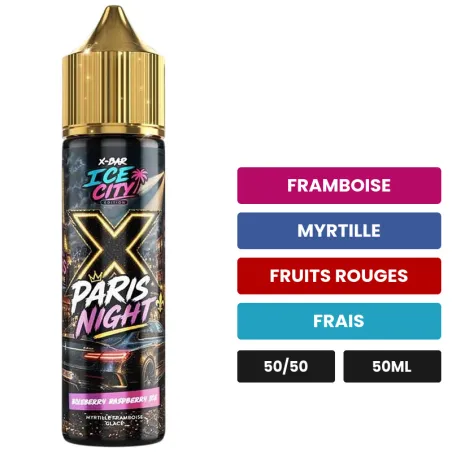 E-liquide Blueberry Raspberry de X-Bar, 50 ml, saveurs framboise, myrtille, fruits rouges et 1 autre, sans nicotine — prêt à.