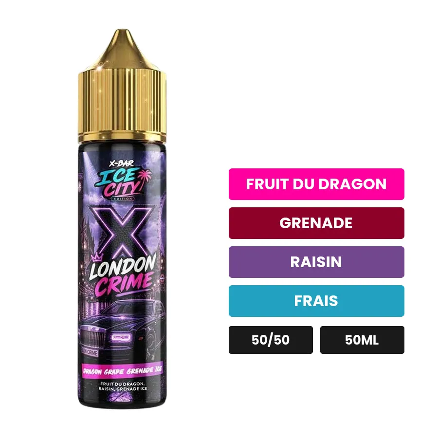 E-liquide Dragon Grape Grenade de X-Bar, 50 ml, saveurs fruit du dragon, grenade, raisin et 1 autre, sans nicotine — prêt à.