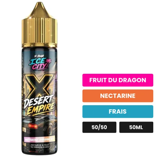 E-liquide Nectarine Dragon de X-Bar, 50 ml, saveurs fruit du dragon, nectarine et frais, sans nicotine — prêt à booster de.
