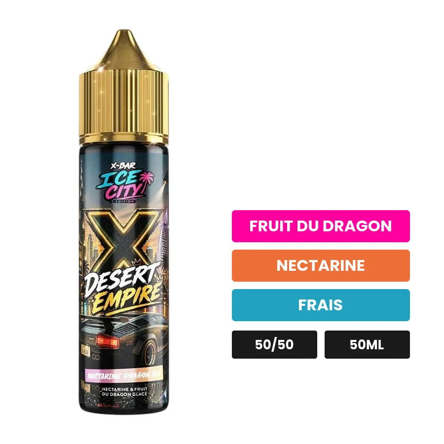 E-liquide Nectarine Dragon de X-Bar, 50 ml, saveurs fruit du dragon, nectarine et frais, sans nicotine — prêt à booster de.
