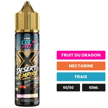 E-liquide Nectarine Dragon de X-Bar, 50 ml, saveurs fruit du dragon, nectarine et frais, sans nicotine — prêt à booster de.