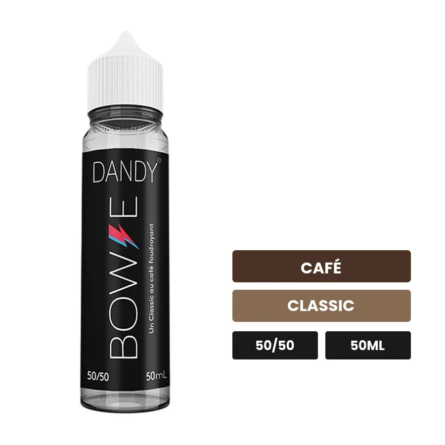 E-liquide Bowie de Liquideo, 50 ml, saveurs café et classic.