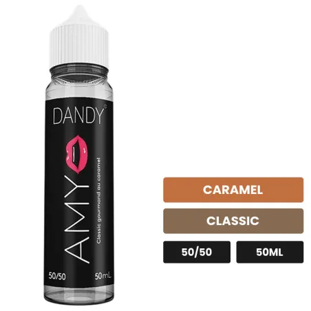 E-liquide Amy de Liquideo, 50 ml, saveurs caramel et classic.