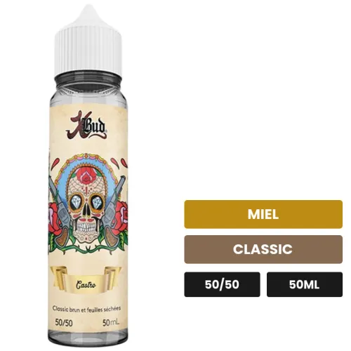 E-liquide Castro de Liquideo, 50 ml, saveurs miel et classic.