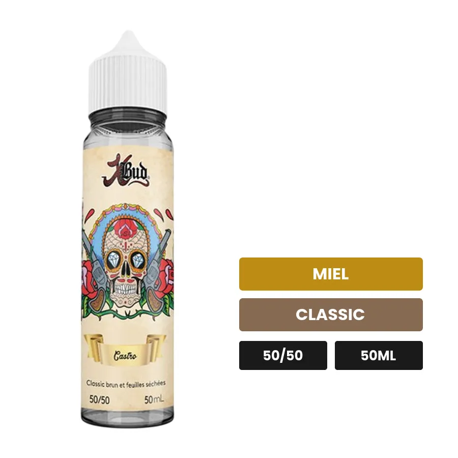 E-liquide Castro de Liquideo, 50 ml, saveurs miel et classic.