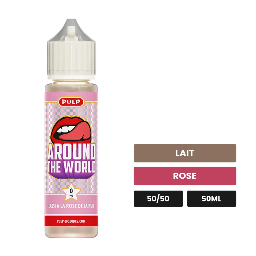 E-liquide Lassi à la Rose de Jaipur de Pulp, 50 ml, saveurs lait et rose.
