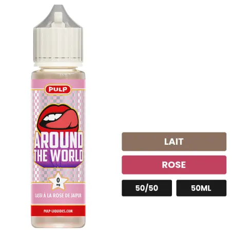 E-liquide Lassi à la Rose de Jaipur de Pulp, 50 ml, saveurs lait et rose.
