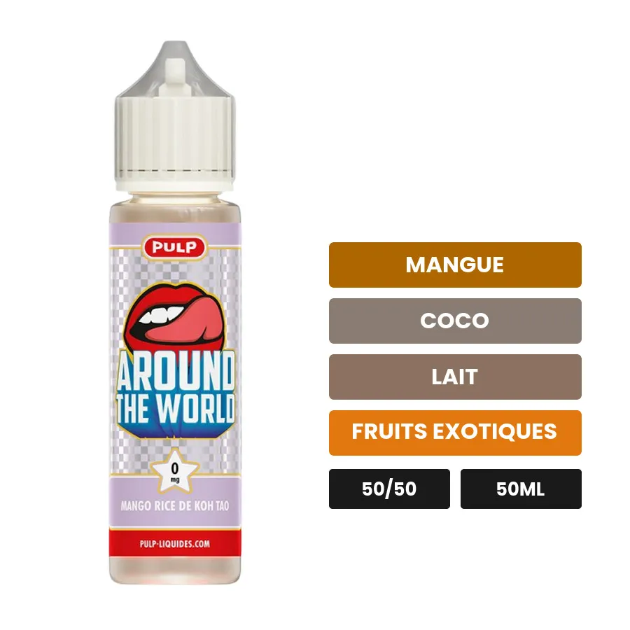 E-liquide Mango Rice de Koh Tao de Pulp, 50 ml, saveurs mangue, coco, lait et 1 autre.