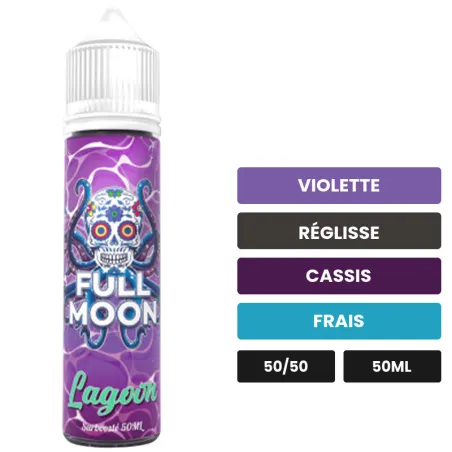 E-liquide Lagoon de Full Moon, 50 ml, saveurs violette, réglisse, cassis et 1 autre, sans nicotine — prêt à booster de.