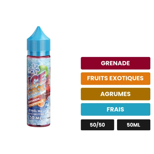 E-liquide Grenade Tropicale de Liquidarom, 50 ml, saveurs grenade, fruits exotiques, agrumes et 1 autre, sans nicotine —.