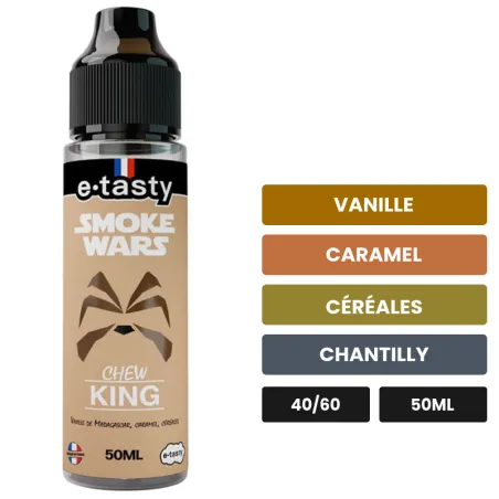 E-liquide Chew King d'E.Tasty, 50 ml, saveurs vanille, caramel, céréales et 1 autre, sans nicotine — prêt à booster de.
