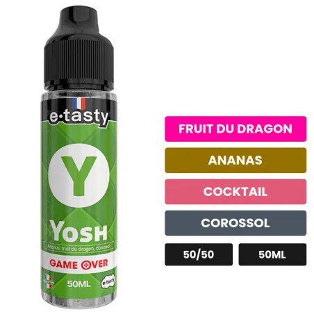 E-liquide Yosh d'E.Tasty, 50 ml, saveurs fruit du dragon, ananas, cocktail et 3 autres, sans nicotine — prêt à booster de.