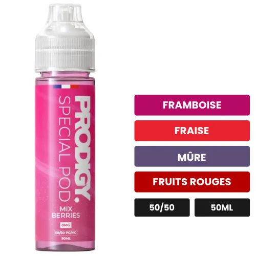 E-liquide Mix Berry de Vape Maker, 50 ml, saveurs framboise, fraise, mûre et 1 autre, sans nicotine — prêt à booster de.