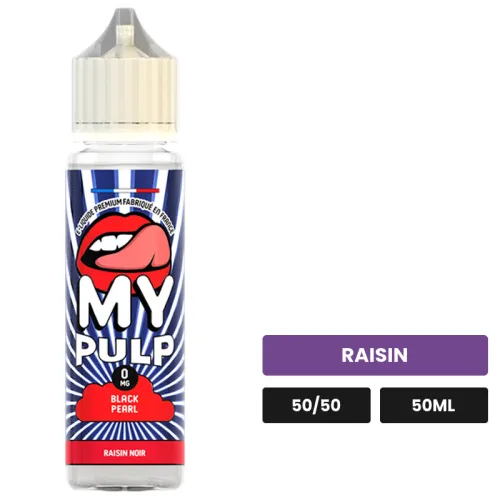 E-liquide Black Pearl de Pulp, 50 ml, saveur raisin, sans nicotine — prêt à booster de nicotine.