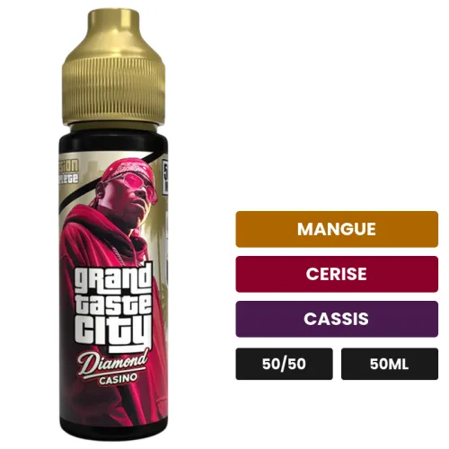 E-liquide Diamond Casino de Cloud Vapor, 50 ml, saveurs mangue, cerise et cassis.