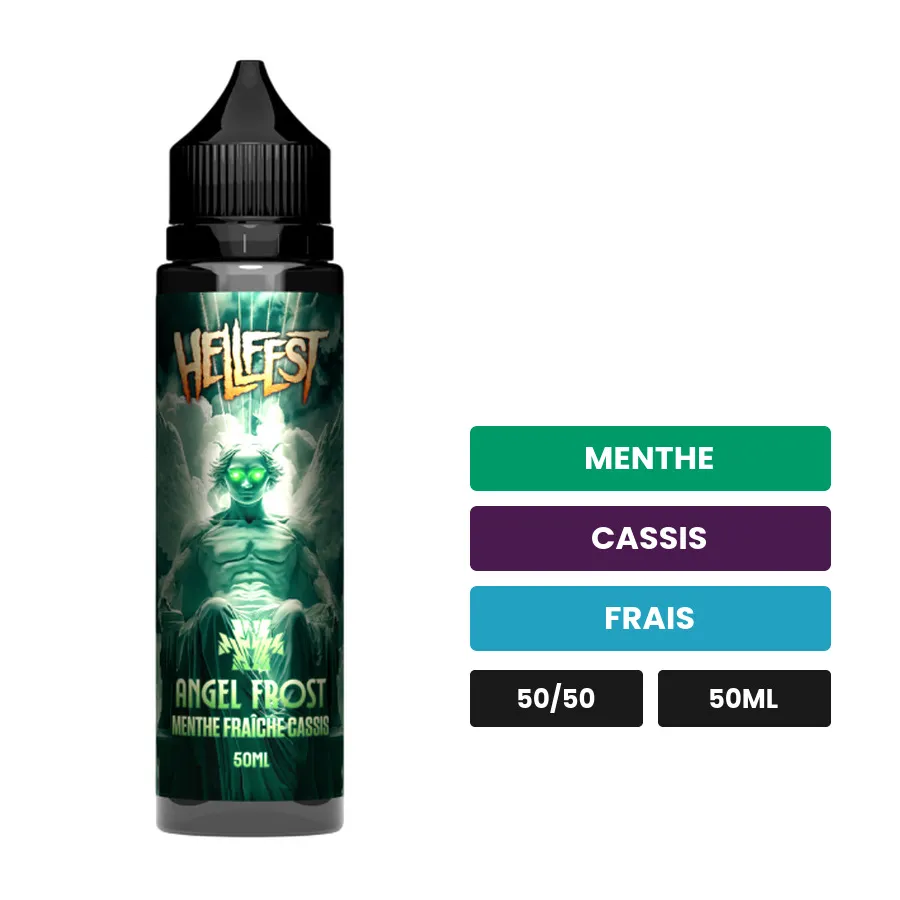 E-liquide Angel Frost de Cloud Vapor, 50 ml, saveurs menthe, cassis et frais.