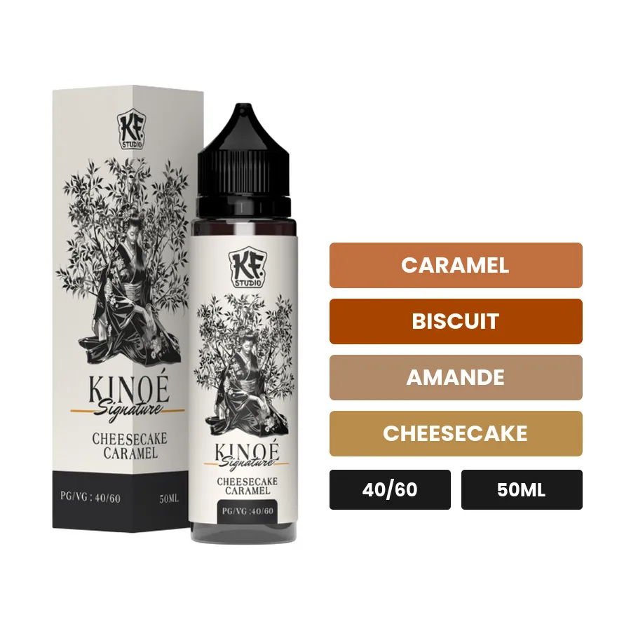 E-liquide Kinoe 40 60 de Cloud Vapor, 50 ml, saveurs caramel, biscuit, amande et 1 autre.