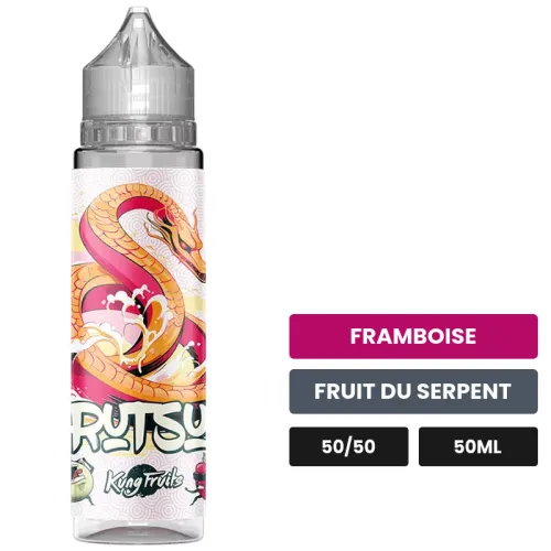 E-liquide Meberi de Cloud Vapor, 50 ml, saveurs framboise et fruit du serpent.