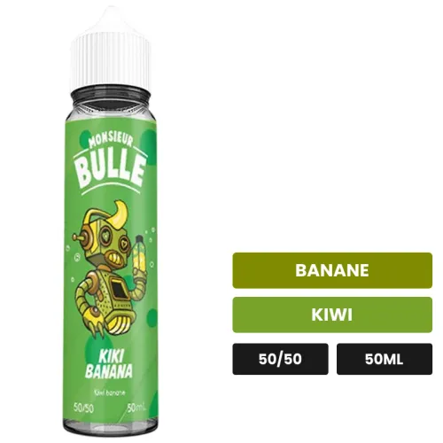 E-liquide Kiki Banana de Liquideo, 50 ml, saveurs banane et kiwi.