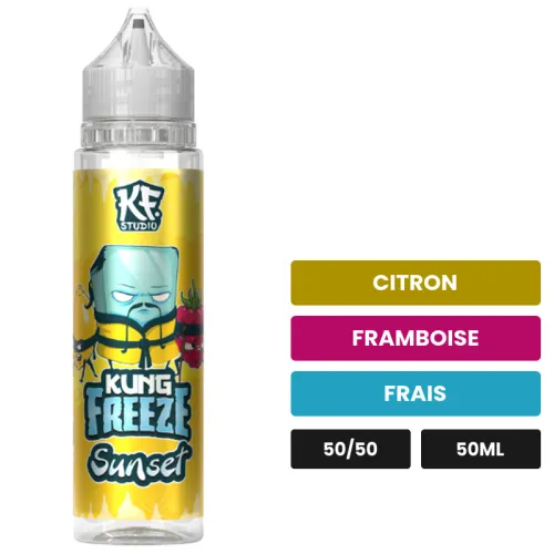 E-liquide Sunset de Cloud Vapor, 50 ml, saveurs citron, framboise et frais.