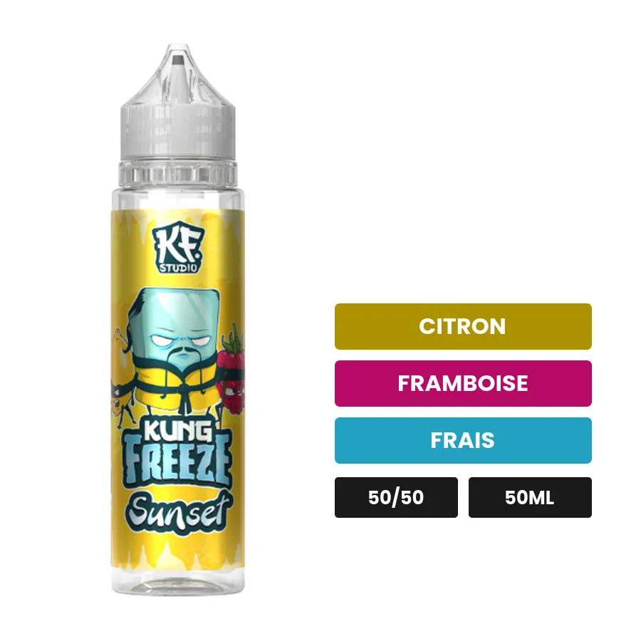 E-liquide Sunset de Cloud Vapor, 50 ml, saveurs citron, framboise et frais.