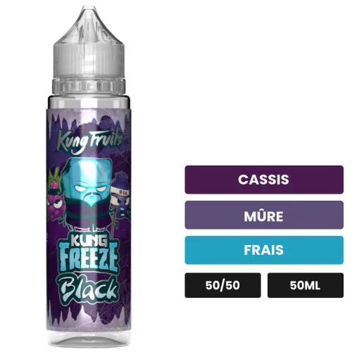 E-liquide Black de Cloud Vapor, 50 ml, saveurs cassis, mûre et frais.