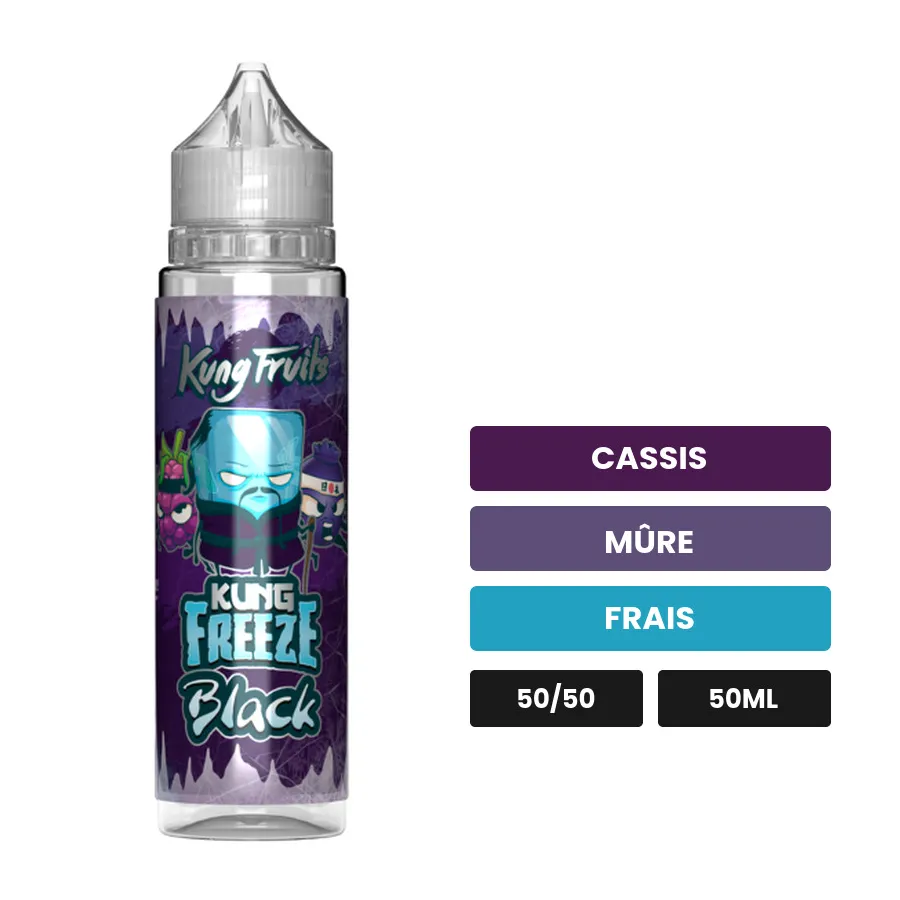 E-liquide Black de Cloud Vapor, 50 ml, saveurs cassis, mûre et frais.