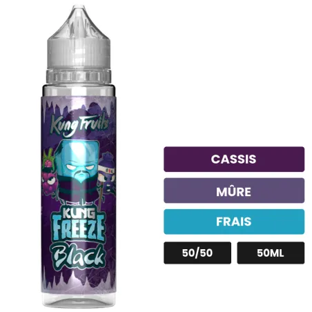 E-liquide Black de Cloud Vapor, 50 ml, saveurs cassis, mûre et frais.