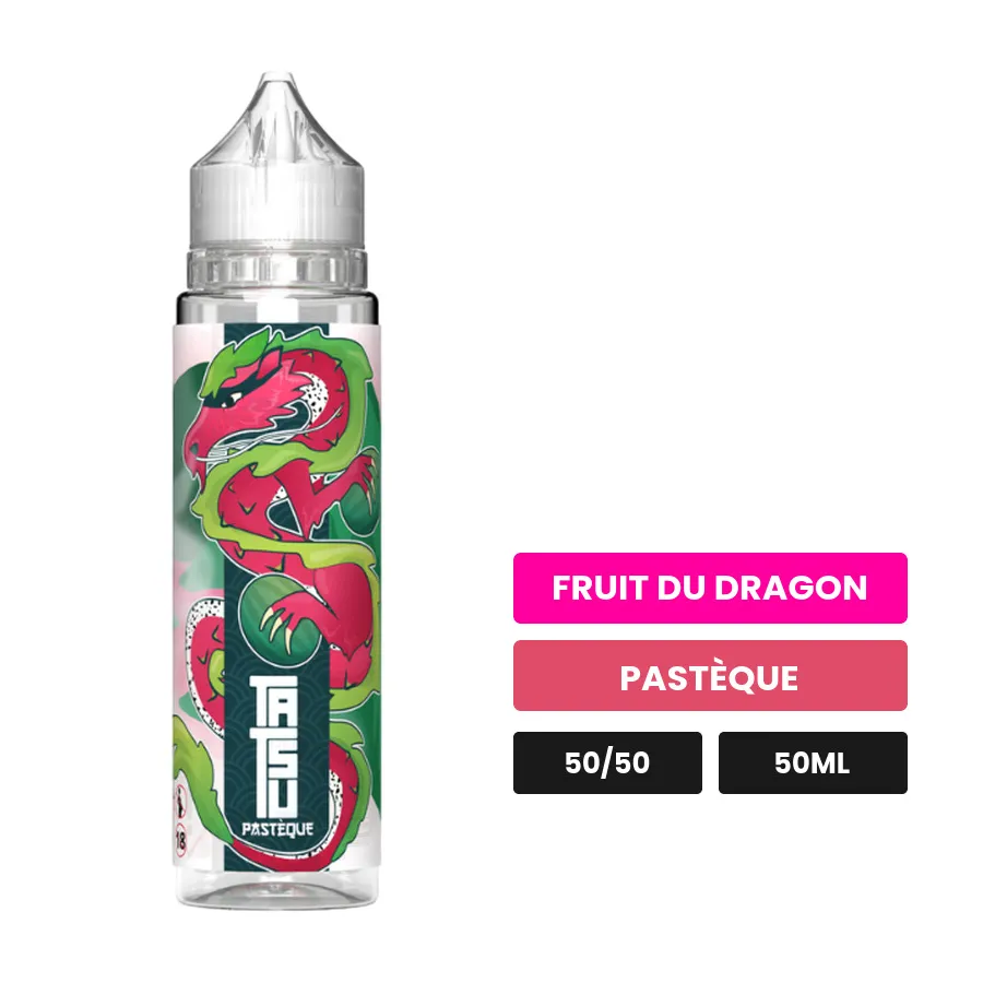 E-liquide Pasteque de Cloud Vapor, 50 ml, saveurs fruit du dragon et pastèque.