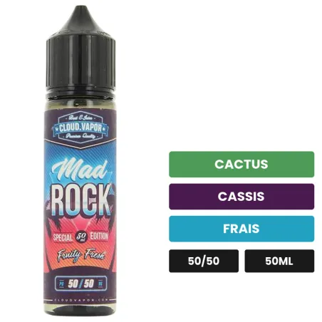 E-liquide Mad Rock Édition Spéciale de Cloud Vapor, 50 ml, saveurs cactus, cassis et frais.