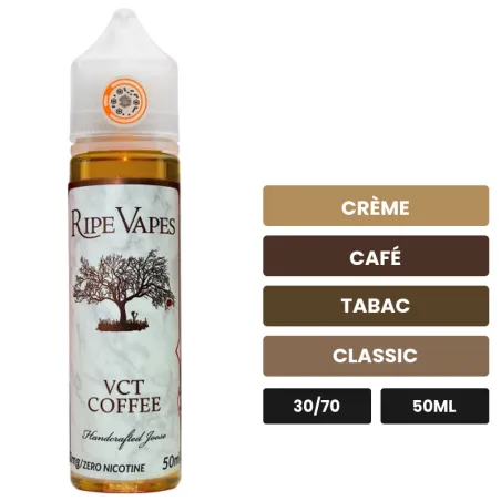 E-liquide VCT Coffee Tobacco de Ripe Vapes, 50 ml, saveurs crème, café, tabac et 2 autres.