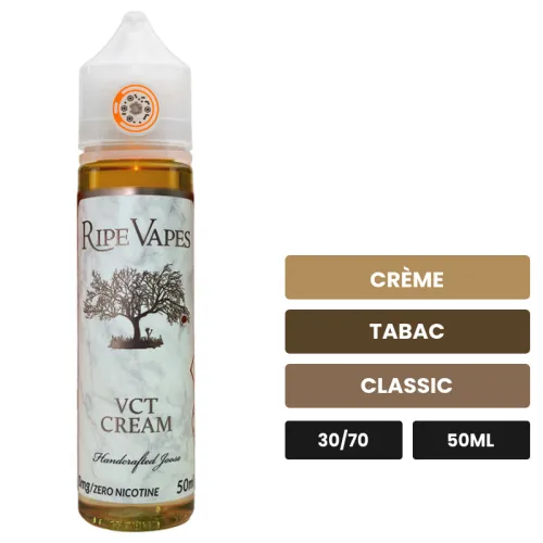 E-liquide VCT Tobacco Cream de Ripe Vapes, 50 ml, saveurs crème, tabac et classic.