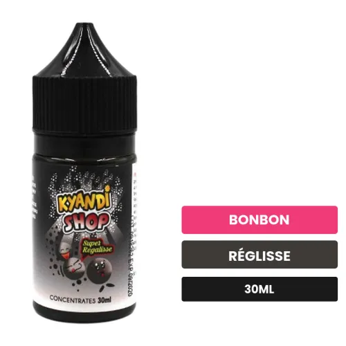 Arome concentre Super Regalisse de Kyandi Shop, 30 ml, saveurs bonbon et réglisse, sans nicotine — arôme à diluer de nicotine.